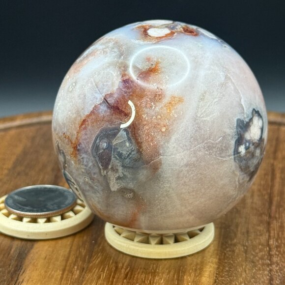 Blue Flower Agate Asterism Sakura Sphere Crystal Polished Natural 66.5mm 402.56g - Picture 2 of 11